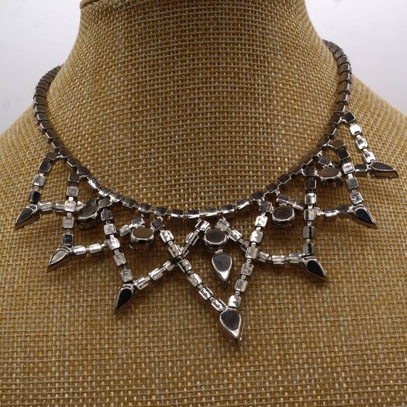 Elegant Vintage Cascading Crystal Choker Statement Necklace Adjustable 15" - Picture 7 of 13